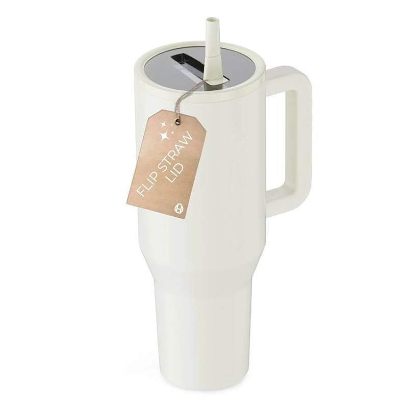 40 oz vacuum insulated stainless steel tumbler with flip straw
